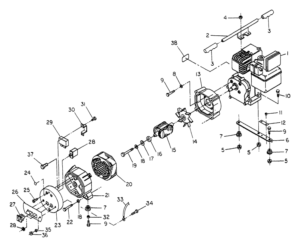 Ac Generator No. 67409 Diagram and Parts List for 8838-0-S1000  Briggs and Stratton Generator